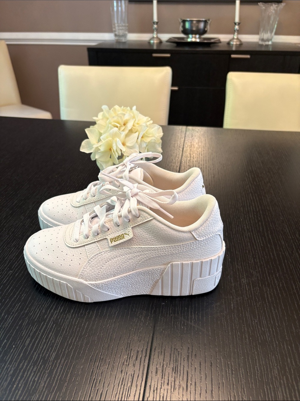 Puma White Platform Lace-Up Sneakers